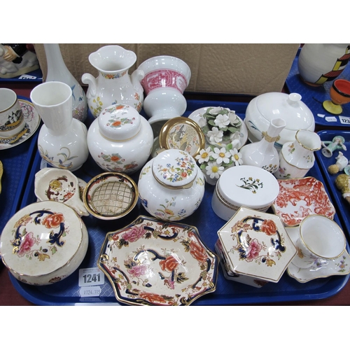 1241 - Royal Crown Derby, Royal Worcester, Mason's, Wedgwood and other vases and trinkets:- One Tray