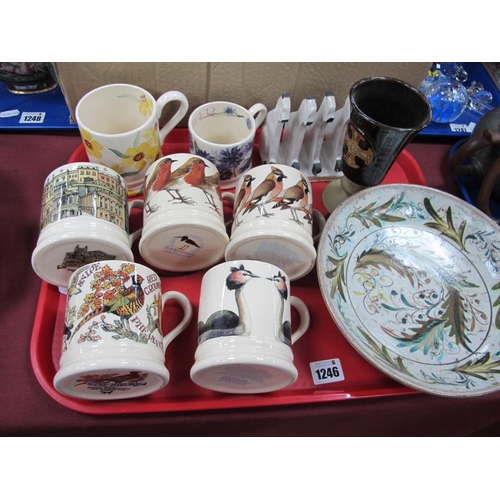 1246 - Seven Emma Bridgewater Beakers, Denby style bowl etc:- One Tray.