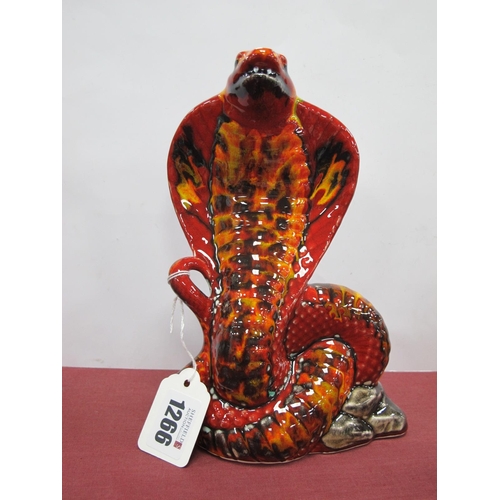 1266 - Anita Harris Venomous Cobra Snake, gold signed, 20.5cm high.