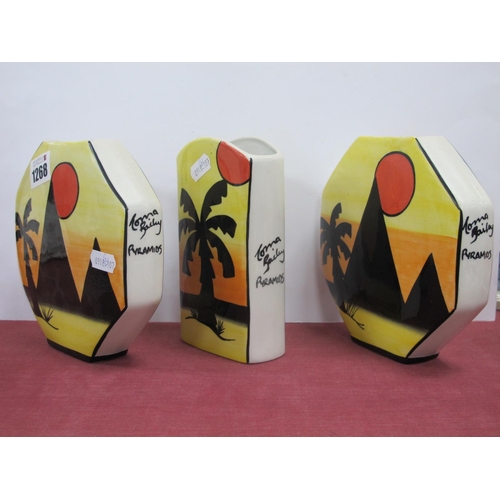 1268 - Lorna Bailey 'Pyramids' pair of Octagonal Posy Vases, for old Ellgreave pottery 15.5cm high, similar... 