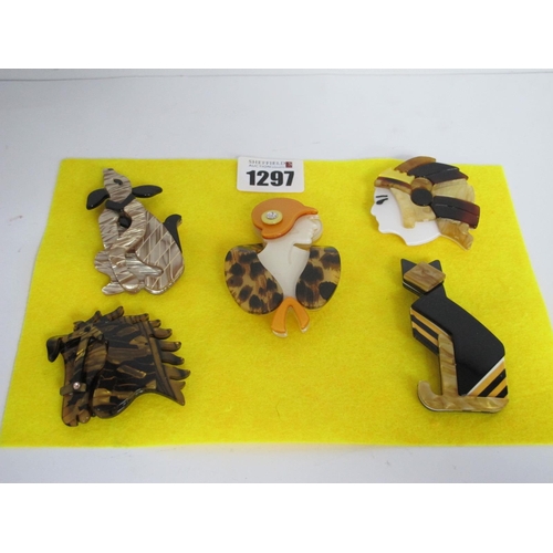 1297 - Five Modern Brooches.