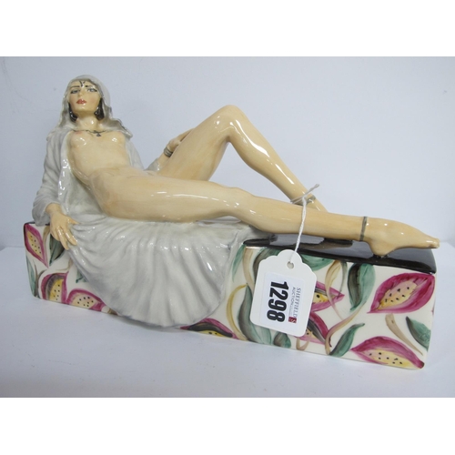 1298 - Peggy Davies Erotic Figurine 'Temptress, an artists original colourway 1/1 by Victoria Bourne, 27cm ... 