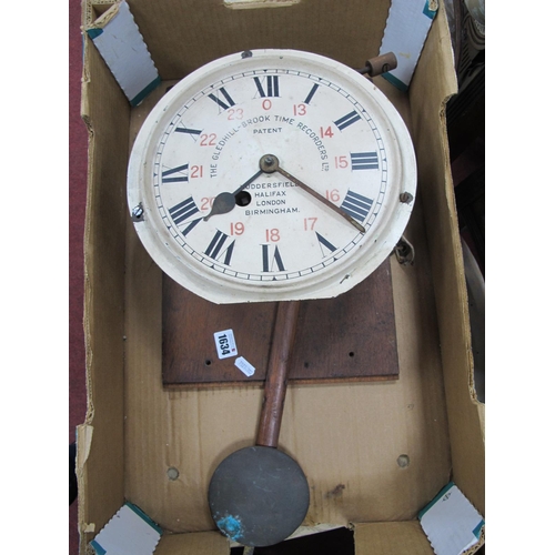 1634 - Gledhill-Brook Time Recorder Clock, with black Roman numerals to cream dial.