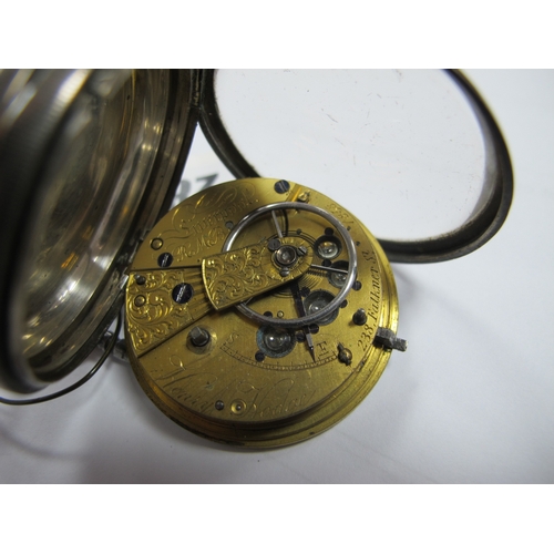 283 - A Chester Hallmarked Silver Cased Openface Pocketwatch, the white dial with black Roman numerals and... 