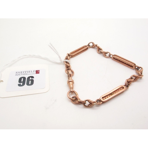 96 - A 9ct Rose Gold Fancy Link Bracelet, with alternate elongated links, to swivel style clasp (14.5gram... 