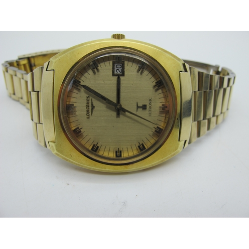 162 - Longines; A Retro Ultronic Gent's Wristwatch, the signed dial with line and block markers, centre se... 