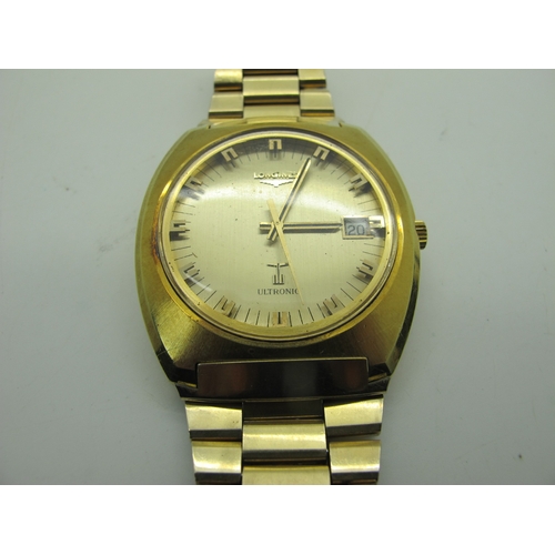 162 - Longines; A Retro Ultronic Gent's Wristwatch, the signed dial with line and block markers, centre se... 