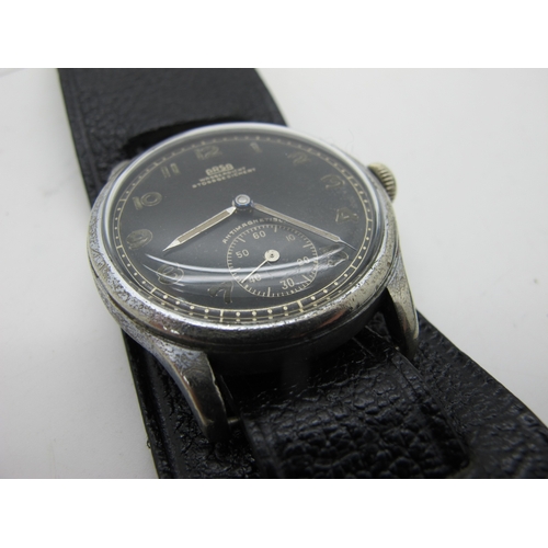176 - ARSA; A German WWII Military Gent's Wristwatch, the signed black dial also marked 
