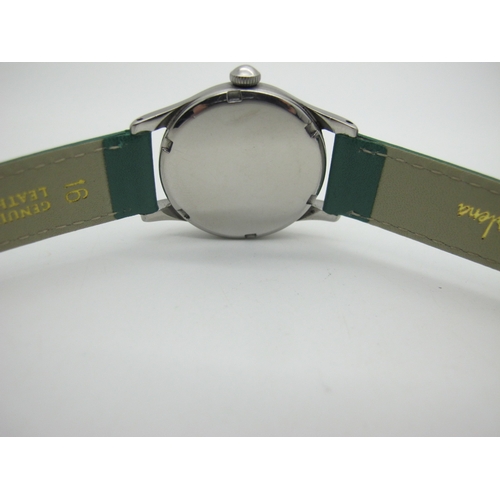 174 - Omega; A Non Magnetic Military Style Gent's Wristwatch, the signed black dial with Arabic numerals a... 