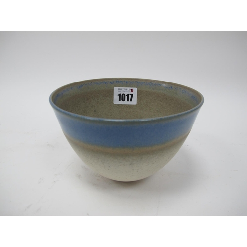 1017 - Ray Silverman (b.1943)*ARR, A Porcelain Vase, of 'U' shape, with blue, green and beige rim above a ... 