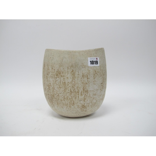 1019 - John Ward (b.1938) *ARR, A Stoneware Vase, of oval compressed form the mottled white and brown glaz... 