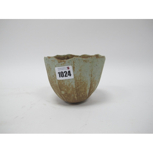 1024 - John Ward (b.1938) *ARR, A Stoneware Vase, of fluted 'U' shape, the mottled brown and green glazes ... 