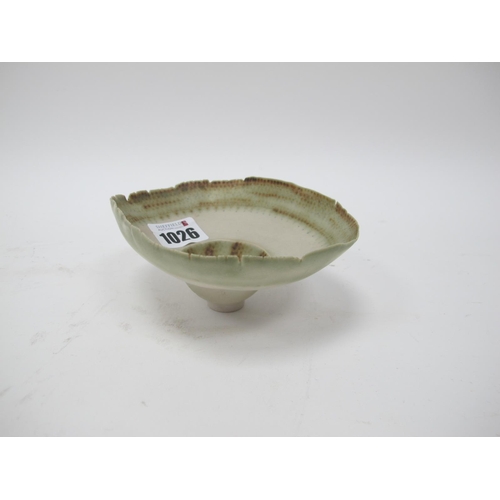 1026 - Mary Rogers (b.1929) *ARR; A Footed Porcelain Bowl, of oval form with sinuous rim, with green/brown... 