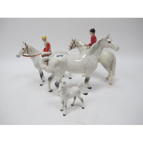 1047 - Beswick Jockey on Dapple Grey Racehorse, number twelve to blanket, (head repaired), John Beswick Hun... 