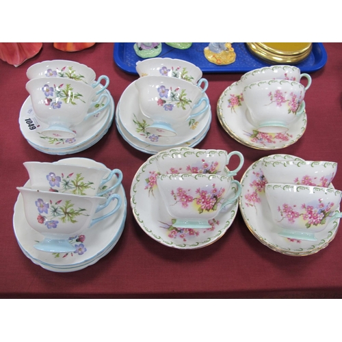 1049 - A Shelley Porcelain Part Tea Service, decorated in the 'Wild Flowers' pattern, comprising; six teacu... 