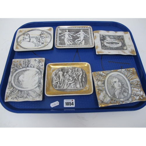 1054 - Fornasetti Rectangular Dishes, Giovanni Paisello, 14cm wide, Arrigo Boito, Extrait D'Absinthe, Charr... 