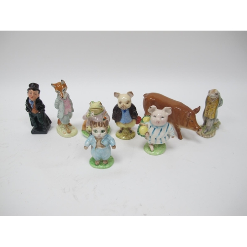 1055 - Six Beswick Beatrix Potter Pottery Models, 'Little Pig Robinson', Tom Kitten', Jeremy Fisher', Foxy ... 