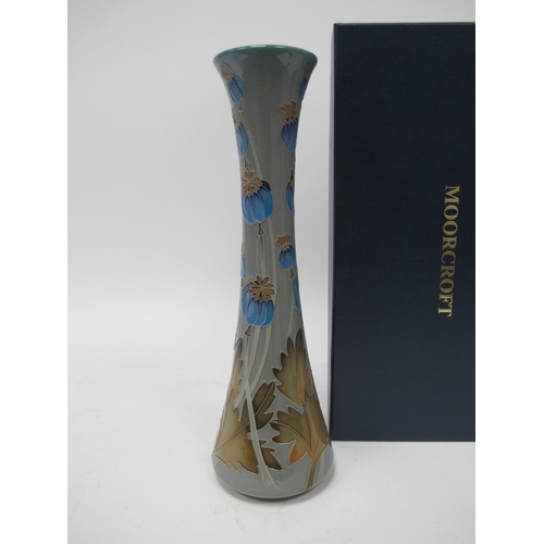 1067 - A Modern Moorcroft Pottery Vase, painted in the 'Papaver Poppies' pattern, of slender waisted form, ... 