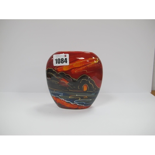 1084 - An Anita Harris Durdle Door Sunset Purse Vase, gold signed, 12cm high.