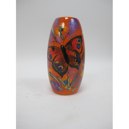 1098 - An Anita Harris Stylised Butterfly Skittle Vase, gold signed, 17.5cm high.