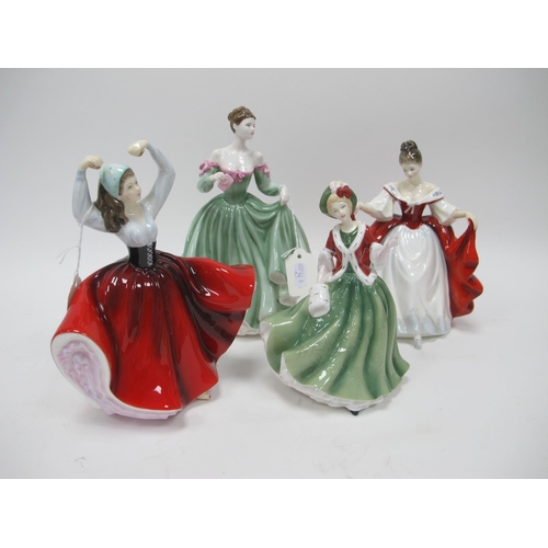 1102 - Royal Doulton Figurines, 'Karen', 'Sara', 'Christmas Day', 'Congratulations' all first quality. (4)