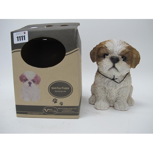 1111 - A Vivid Arts Model of a Shih Tzu Puppy Dog, frost proof indoor/outdoor, boxed.