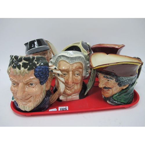 1125 - Royal Doulton Character Jugs, Bacchus 17.5cm high, The Lawyer, Dick Turpin, The Cardinal, Capt Henry... 