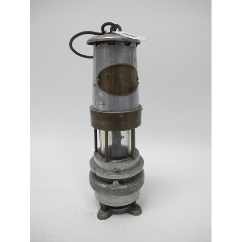 1190 - Miners Lamp, Naylor of Wigan Spiralarm 'Type 'M', with aluminium upper body and brass central band n... 