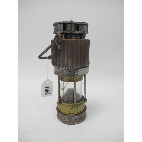 1198 - Miners Lamp, Hailwood & Ackroyd, corrugated upper body, approved under light schedule A to applied l... 