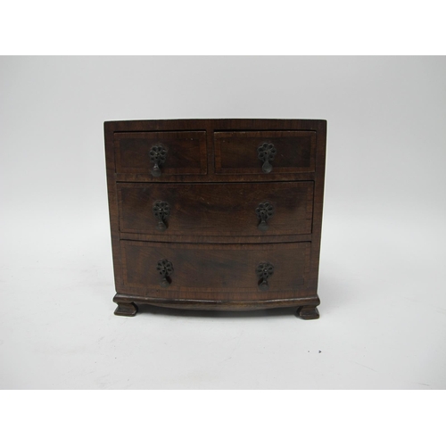 1206 - An XVIII Century Style Miniature Bow Fronted Chest of Drawers, of two short and two long drawers rai... 