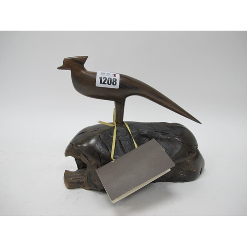 1208 - A Modern Celtic Roots Bog Oak Carving of Pheasant II, from Boora Bay, Co. Offaly, with certificate, ... 