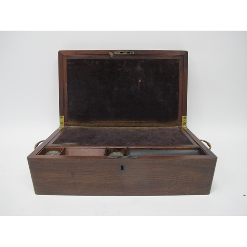 1216 - A Late XIX Century Mahogany Writing Box, with brass carrying handles, the interior with velvet inset... 