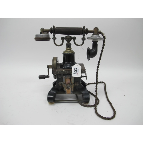 1279 - A Late XIX/Early XX Century GPO No 16 Skeleton Telephone, with bakelite handle, the earpiece marked ... 