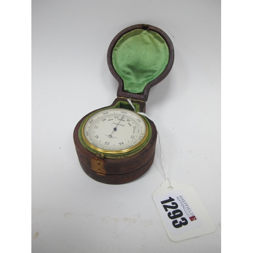 1293 - A Short and Mason Ltd. London Compensated Pocket Compass/Barometer, with silvered dial and gilt meta... 