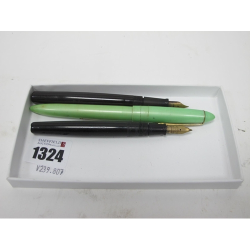 1324 - Ink Pen, with 18k Queensway nib, two Wyvern 14k examples