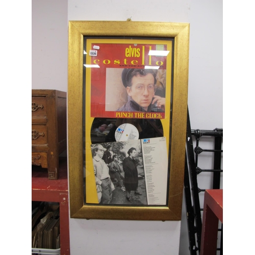 1336 - Elvis Costello and The Attractions Framed Display of Their Punch The Clock L.P, measuring 32½