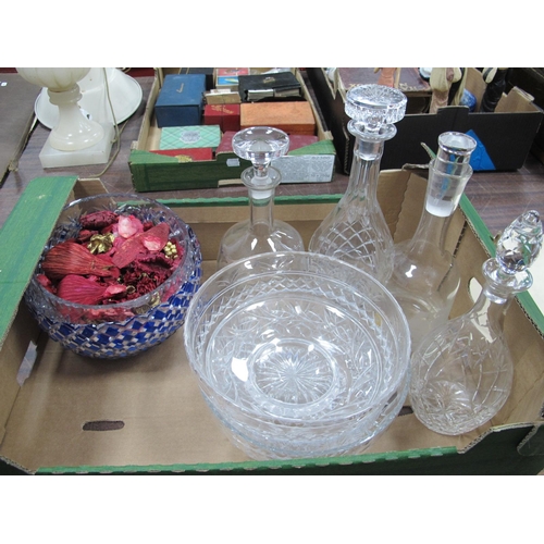 1360 - Stuart, Thomas Webb and Other Glass Bowls, four glass decanters.