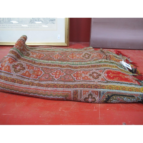 1381 - A Late XIX Century Paisley Wool Shawl (Cut Down), with fringed end, possibly half size.