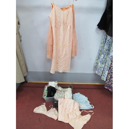 1391 - c.1930's Vintage Ladies Underwear, including 'Rico' rayon chemise, silk slips, bras, corsets and a s... 