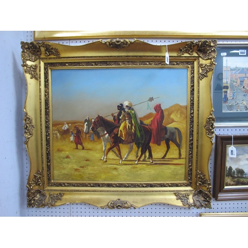 1401 - H. Nemthy (Contemporary) *ARR, Arabs on Horseback and Camels in a Desert Landscape, oil on canvas, ... 