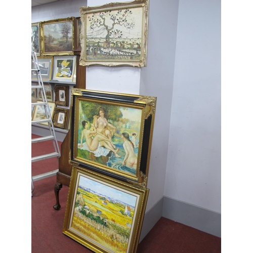 1433 - Two Modern Oils After Famous Artists, to include Vincent Van Gogh and Renoir, a Balinese oil and ano... 