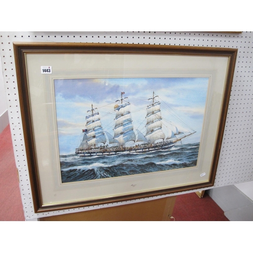 1443 - G.P Wiseman (Contemporary) *ARR, Macquarie 1875 A Masted Sailing Ship, watercolour, signed lower ri... 