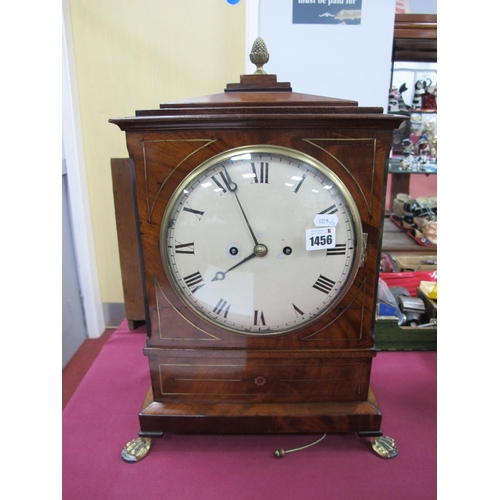 1456 - A Mid XIX Century Mahogany Cased Bracket Clock, with brass line inlay, the rectangular case with gla... 