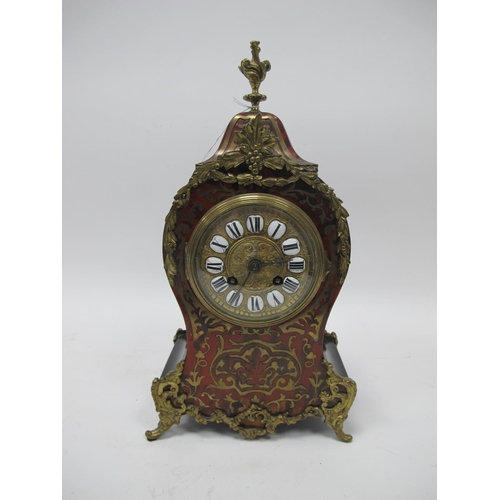 1457 - A Mid XIX Century Gilt Metal Mounted Boulle Mantle Clock, the dial with white enamel panels with bla... 