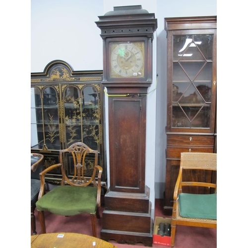 1473 - An XVIII Century Oak Eight-Day Longcase Clock, (Banjamin Reeves Lamberhurst), with stepped top, squa... 