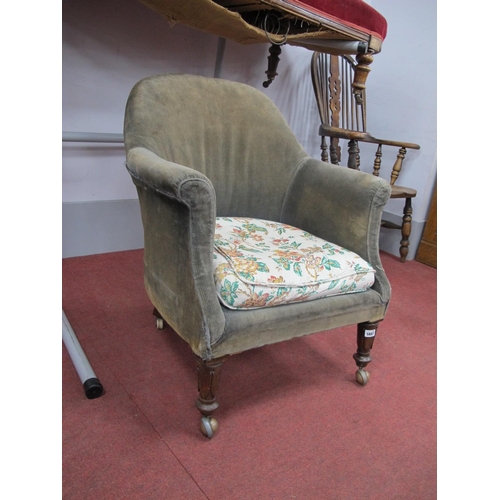 1487 - A XIX Century Upholstered Armchair, on turned and reeded rosewood legs.