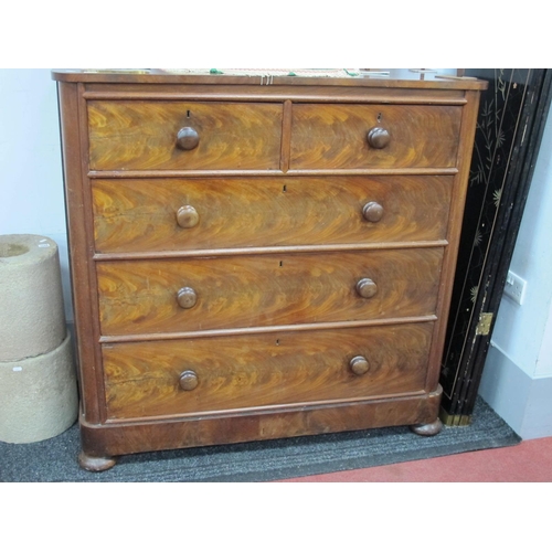 1495 - A XIX Century Mahogany Chest of Drawers, of two short and three long drawers, plinth base on circula... 