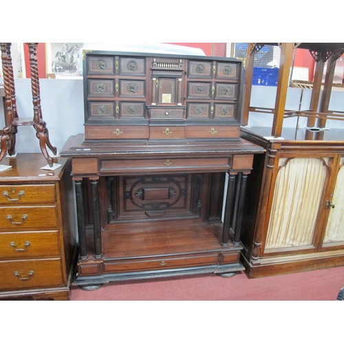 1505 - A Late XIX/Early XX Century Italian Rosewood and Ebony Cabinet, the central cupboard with ivory inse... 