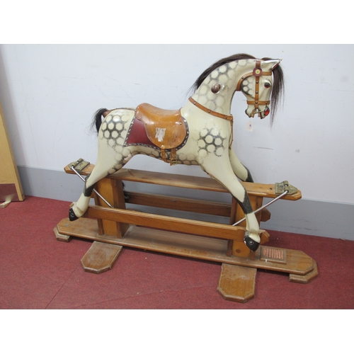 1329 - A Mid/Late XX Century Rocking Horse, in dapple grey coat and brown mane and plaited tail, mounted on... 