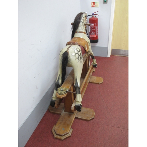 1329 - A Mid/Late XX Century Rocking Horse, in dapple grey coat and brown mane and plaited tail, mounted on... 